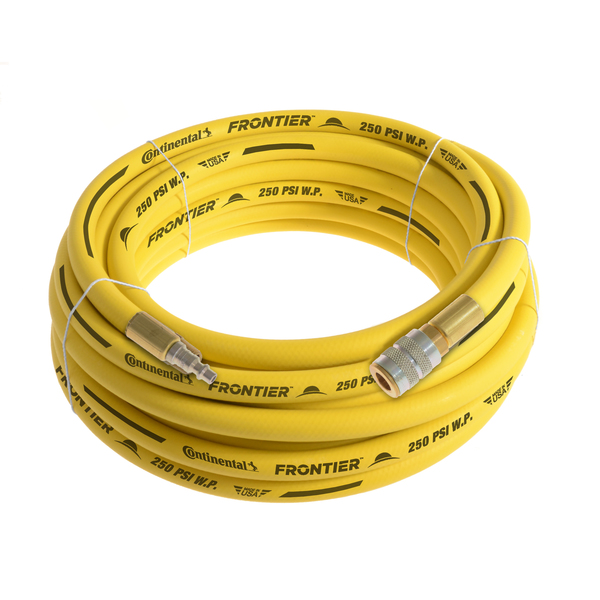 Continental 3/4"x100' Yellow EPDM Air Hose, 300 PSI, 3/4" Ind. Interchange M+F QC HZY07530-100-51